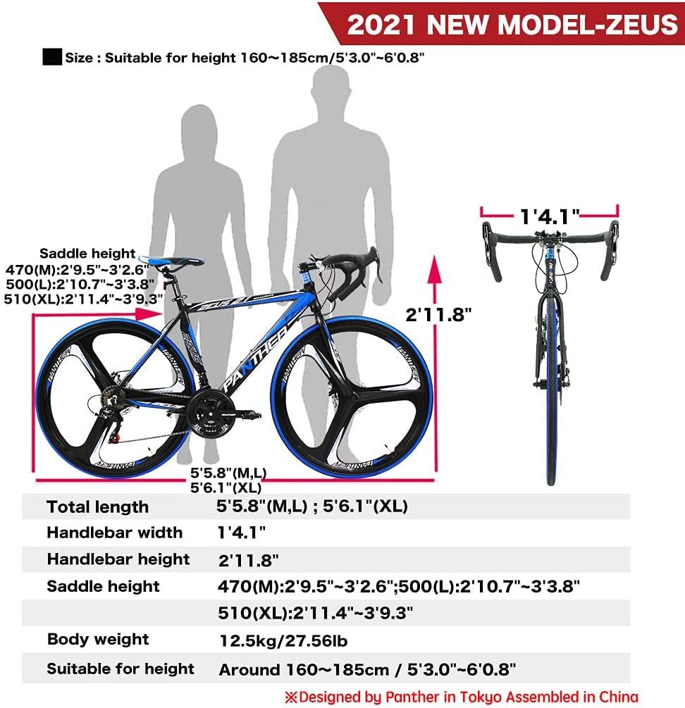 PANTHER(Japanese Brands) Road Bike  21speeds,Aluminum Frame,Magnesium Alloy Baton Wheels,700×25C,Drop Handlebars, Disassembled Wheel