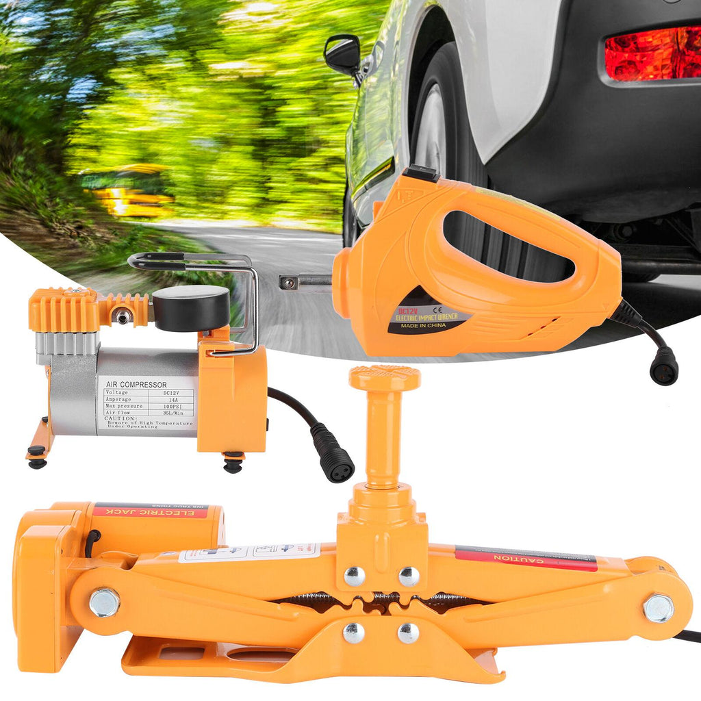 12V DC 3 Ton Automotive Electric Scissor Car Jack 16.5" Lifting Auto Repair Tool