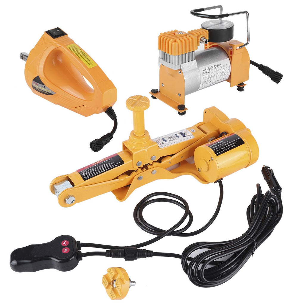 12V DC 3 Ton Automotive Electric Scissor Car Jack 16.5" Lifting Auto Repair Tool