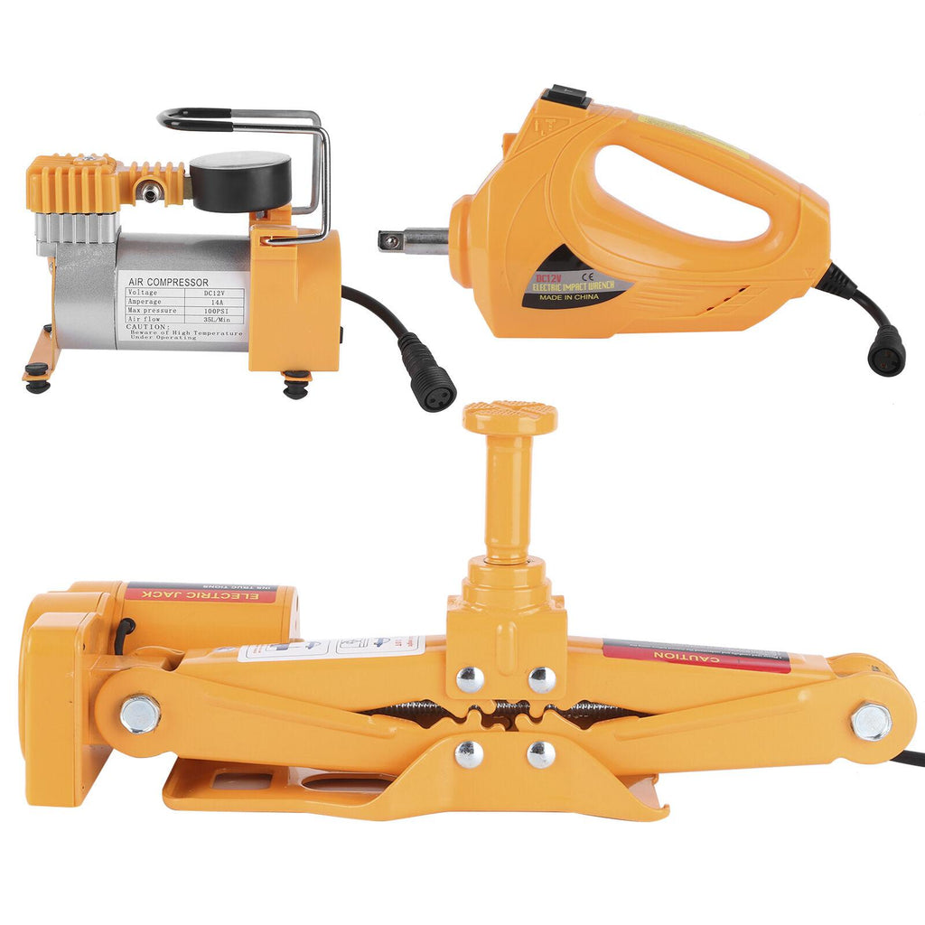 12V DC 3 Ton Automotive Electric Scissor Car Jack 16.5" Lifting Auto Repair Tool
