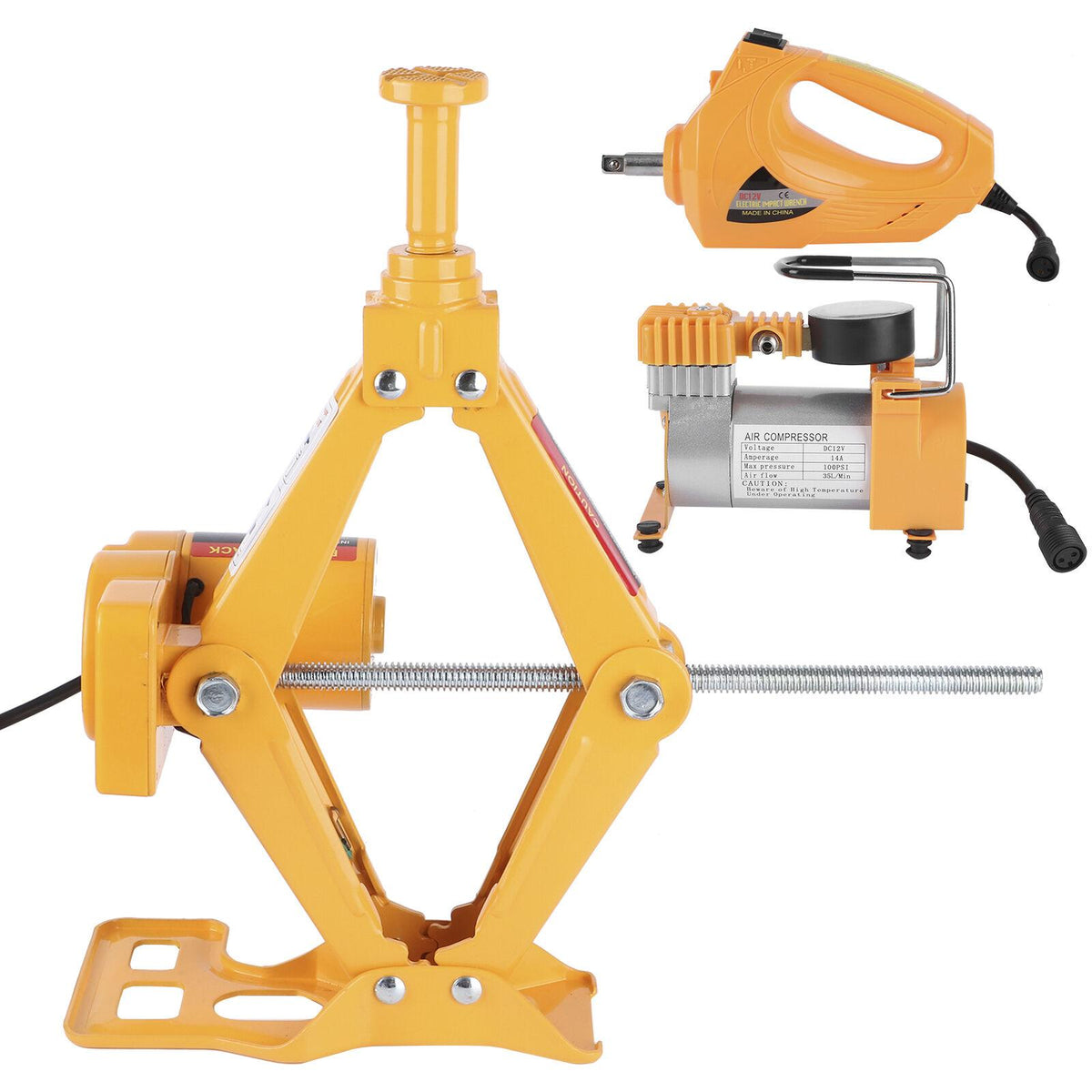 12V DC 3 Ton Automotive Electric Scissor Car Jack 16.5" Lifting Auto Repair Tool