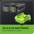 80V 21" Brushless Cordless (Push) Lawn Mower (75+ Compatible Tools), (2) 2.0Ah Batteries and 30 Minute Rapid Charger Included