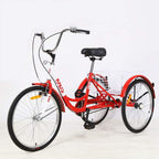 Adult Tricycle Trike,Single Speed Three Wheel Bike,24/26 inch Cruise Bicycle with Shopping Basket for Seniors,Women and Men