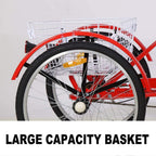 Adult Tricycle Trike,Single Speed Three Wheel Bike,24/26 inch Cruise Bicycle with Shopping Basket for Seniors,Women and Men