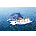 Tropical Breeze 6 Person Floating Island Lounge Raft bundled w/ Repair Patch Kit