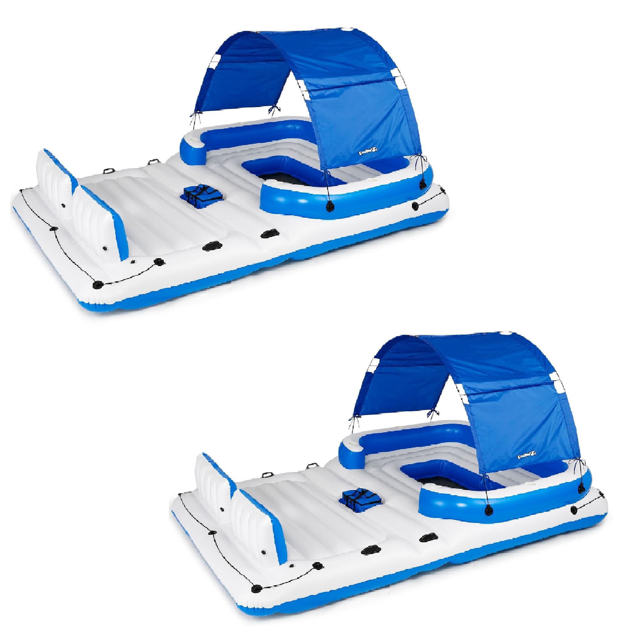 CoolerZ Tropical Breeze 6 Person Floating Lake Raft Lounge (2 Pack)