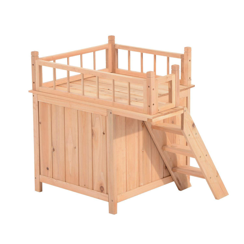 ANA Store Wooden Pet House Dog Cat Puppy Room Bed Platform Bed Shelter Indoor Outdoor 2-Story Indoor Lounge, Climbable Stairs Lightweight, Weather-Resistant Durable Simple Assembly Easy Move