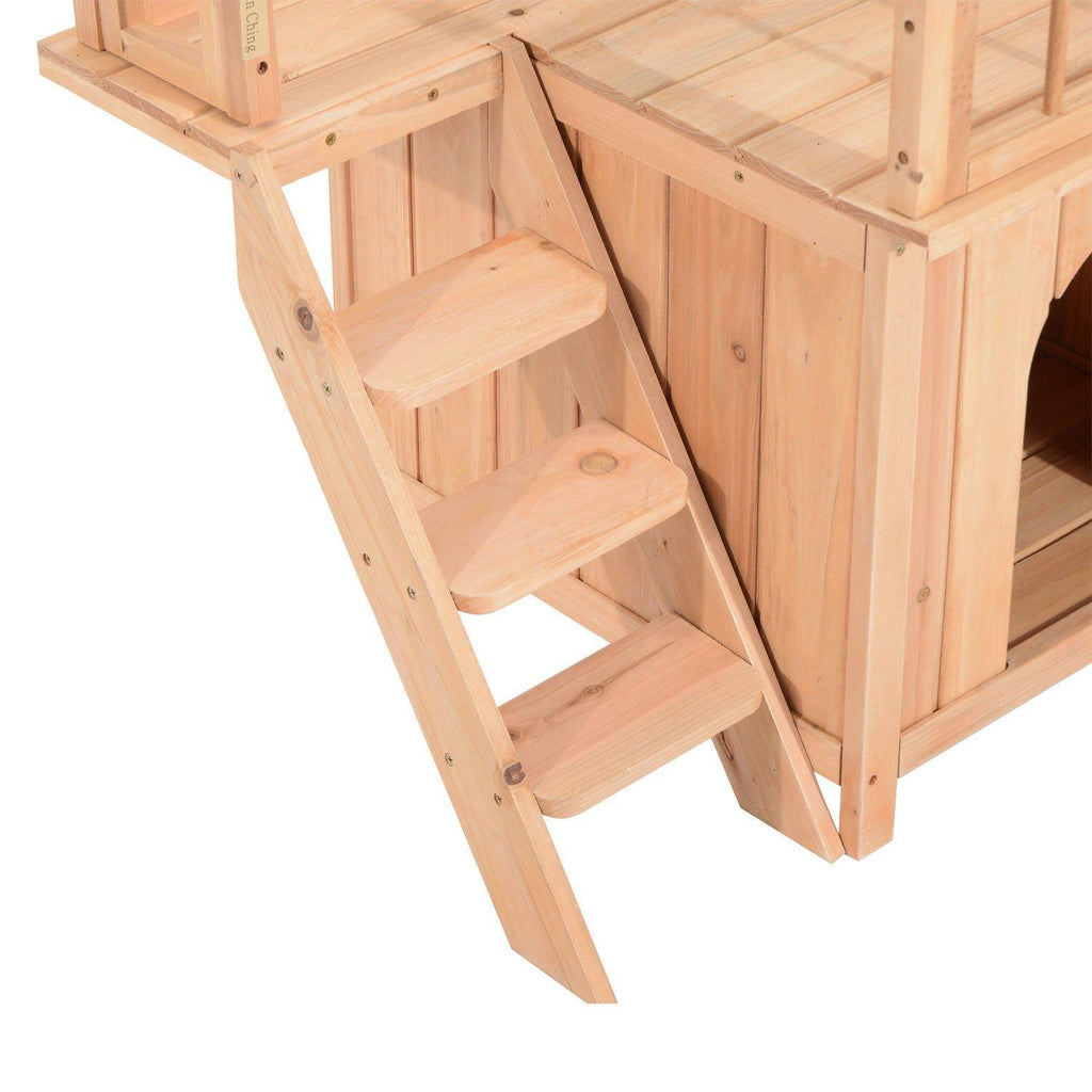 ANA Store Wooden Pet House Dog Cat Puppy Room Bed Platform Bed Shelter Indoor Outdoor 2-Story Indoor Lounge, Climbable Stairs Lightweight, Weather-Resistant Durable Simple Assembly Easy Move