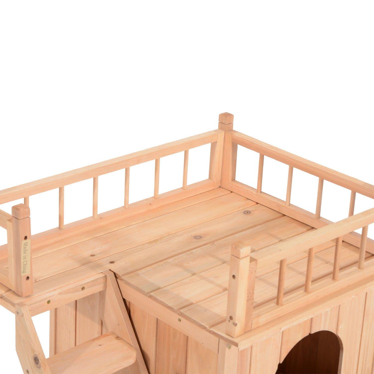 ANA Store Wooden Pet House Dog Cat Puppy Room Bed Platform Bed Shelter Indoor Outdoor 2-Story Indoor Lounge, Climbable Stairs Lightweight, Weather-Resistant Durable Simple Assembly Easy Move
