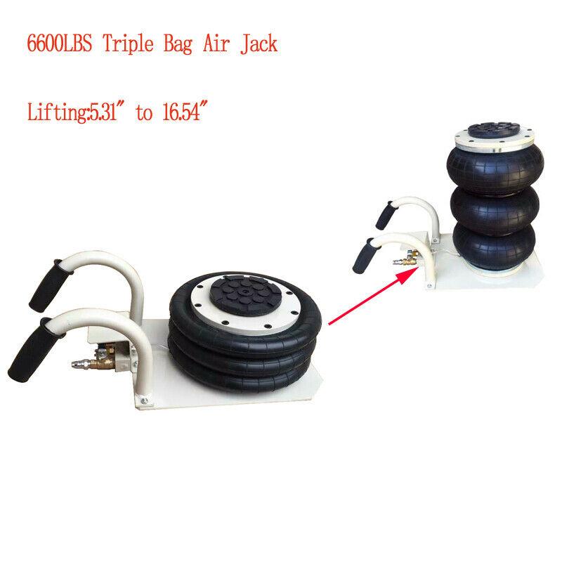 6600lbs Triple Bag Air Jack 3Ton Lift Jack Black Airbag Heavy Duty WorForce