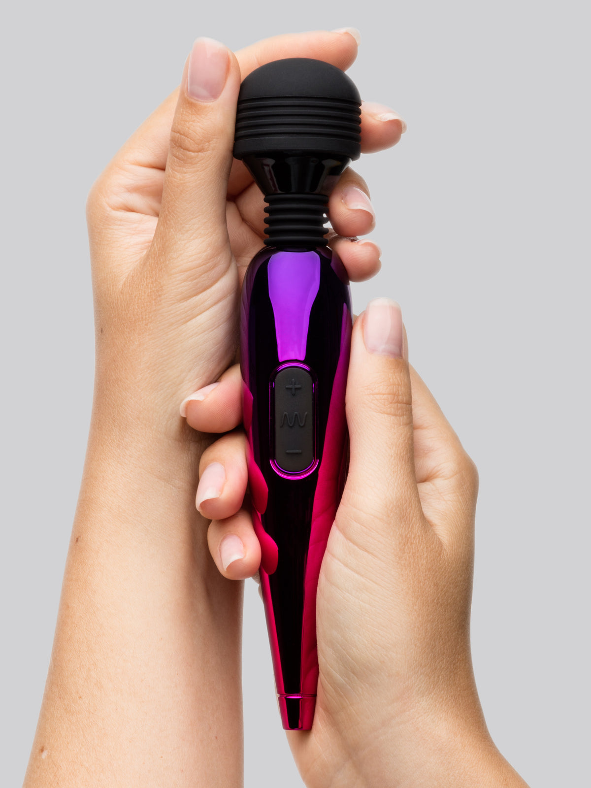 Lovehoney Deluxe Rechargeable Mini Metallic Massage Wand Vibrator, Pink | Pink