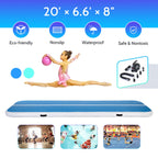 Preenex 20ft Air Gymnastics and Yoga Mat for Home Gym and Outdoors With Pump (Four pump nozzles)