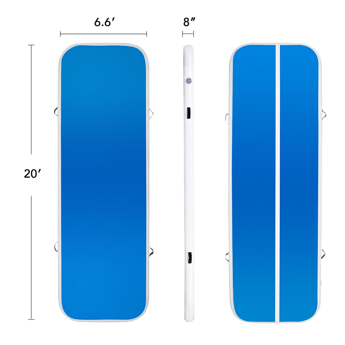 Preenex 20ft Air Gymnastics and Yoga Mat for Home Gym and Outdoors With Pump (Four pump nozzles)