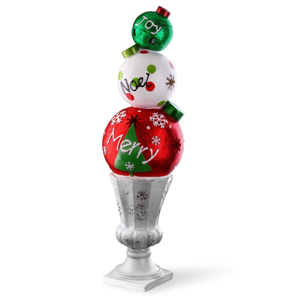35.75"  Stacked Ornaments in Silver Pot Christmas Decoration