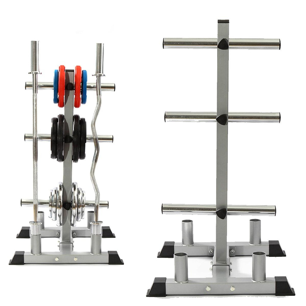 2inch Weight Plate Rack Tree &amp; 4 Barbell Bar Holders Olympic Weight Organizer StoraStand, Holds Up to 440 lbs