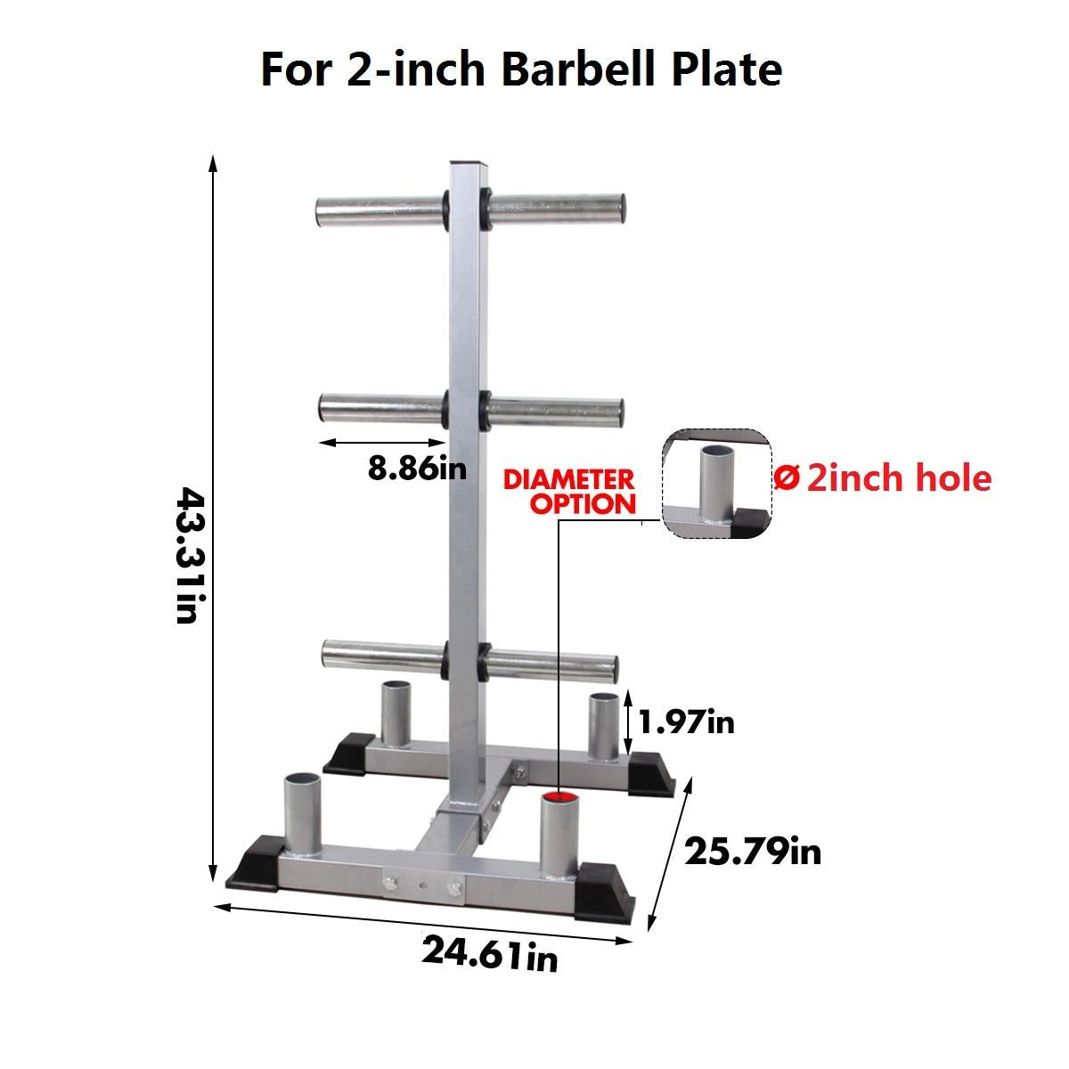 2inch Weight Plate Rack Tree &amp; 4 Barbell Bar Holders Olympic Weight Organizer StoraStand, Holds Up to 440 lbs