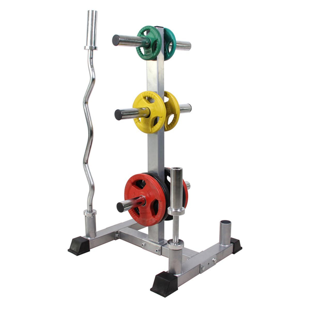 2inch Weight Plate Rack Tree &amp; 4 Barbell Bar Holders Olympic Weight Organizer StoraStand, Holds Up to 440 lbs
