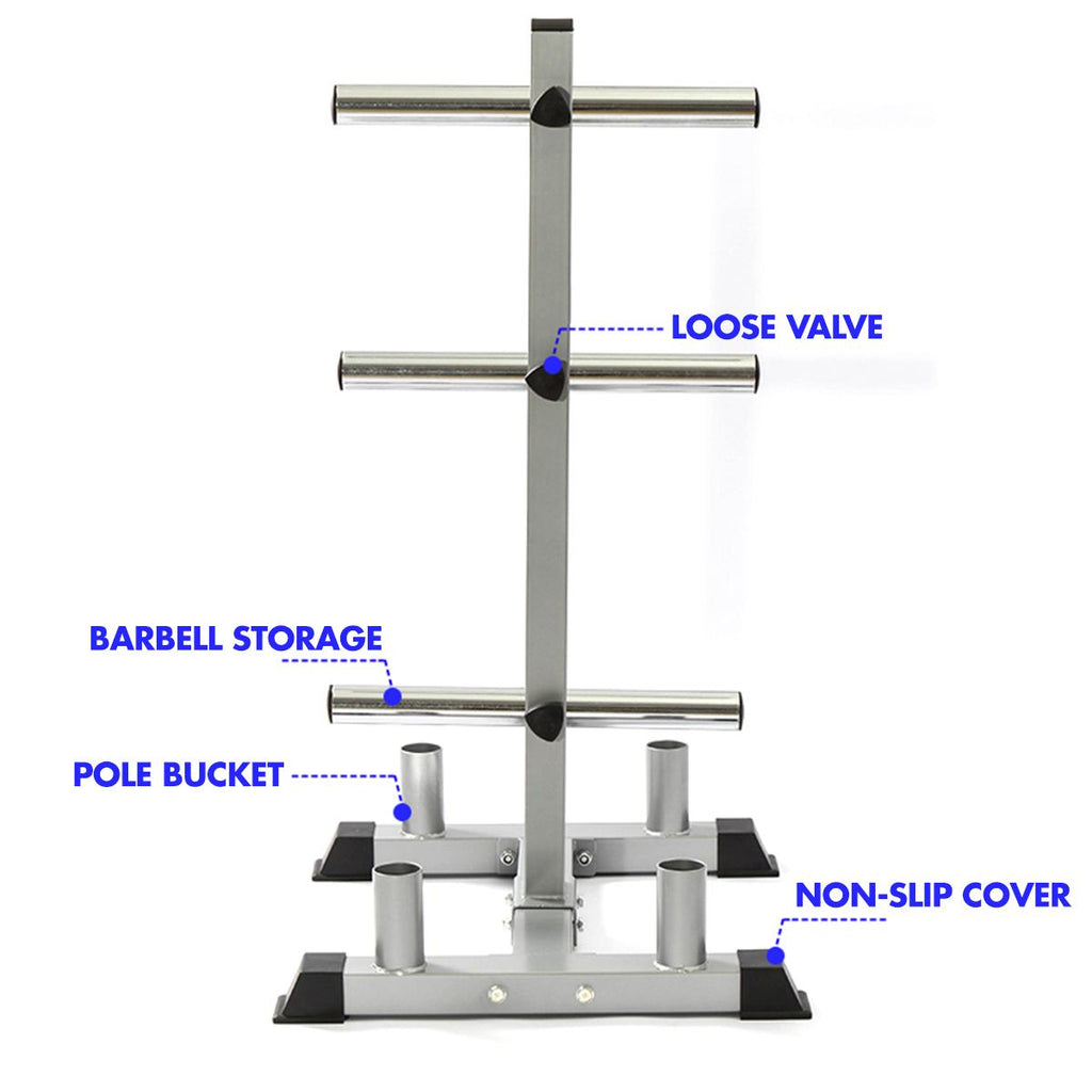 2inch Weight Plate Rack Tree &amp; 4 Barbell Bar Holders Olympic Weight Organizer StoraStand, Holds Up to 440 lbs