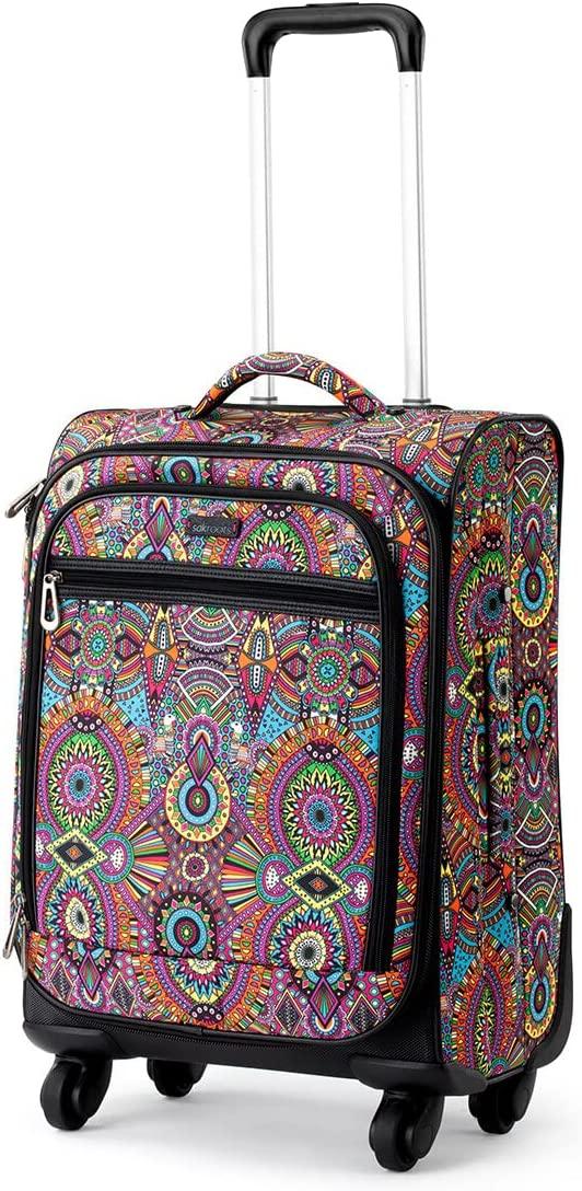 Women's On The Go Carry-on 21" Roller Suitcase in Sustainable Materials, Rainbow Wanderlust, 22-Inch