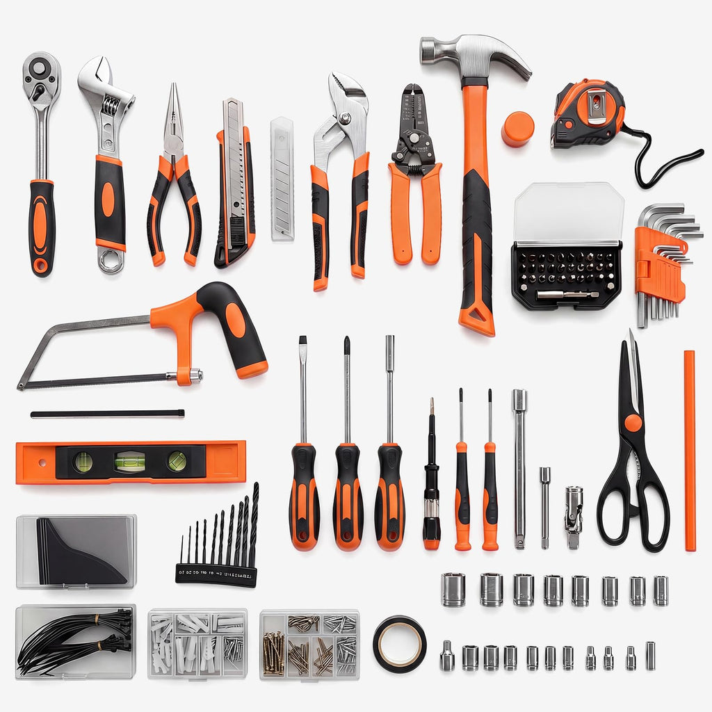 330-Piece Complete Tool Box Set, Durable Homeowners Tool Kit with Pull-Out Drawer, Versatile Home Repair Kit for Auto & Household, DIY Projects, Black-Yellow