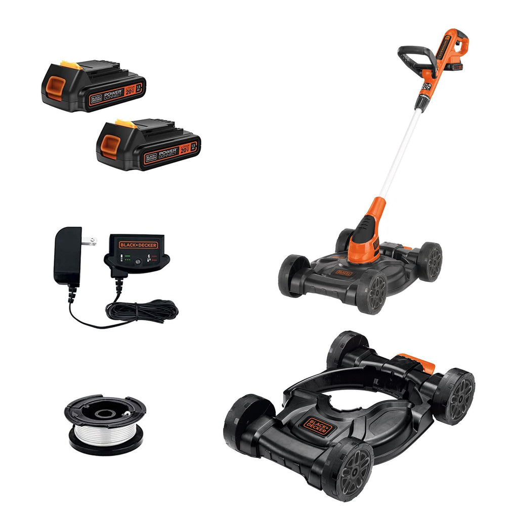 Weed Eater, Lawn Edger and Cordless Lawn Mower 3 in 1 Combo, Includes (2) Batteries, Charger, 12 Inch Battery Powered String Trimmer and Lawnmower, Adjustable Length and Height (MTC220)