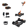 Weed Eater, Lawn Edger and Cordless Lawn Mower 3 in 1 Combo, Includes (2) Batteries, Charger, 12 Inch Battery Powered String Trimmer and Lawnmower, Adjustable Length and Height (MTC220)