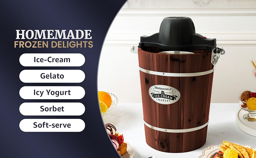 EIM949 Old Fashioned 6 Quart  Walnut Bucket, Electric Ice Cream Maker Machine Appalachian, Uses Ice and Rock Salt