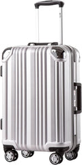 Luggage Aluminium Frame Suitcase TSA Lock 100%PC 20in 24in 28in (Sliver, L(28in))