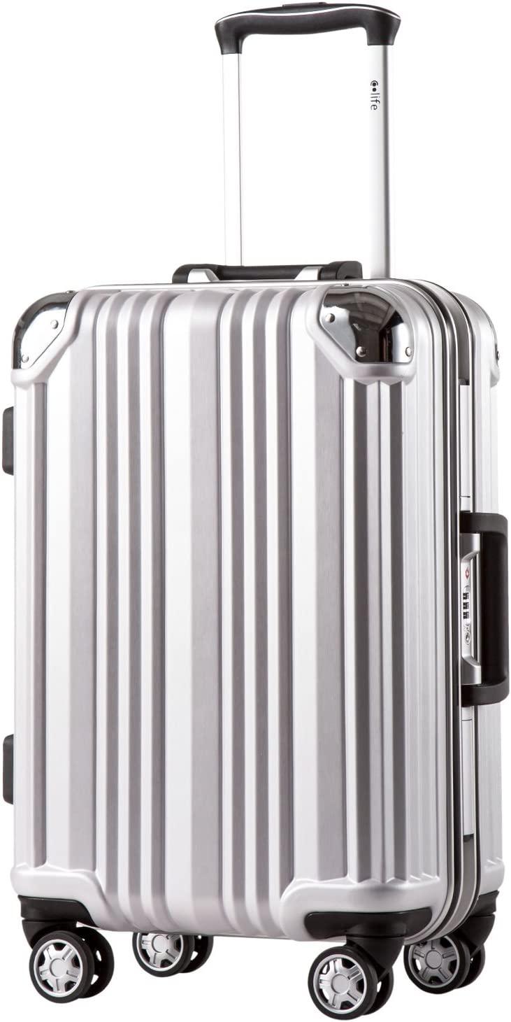 Luggage Aluminium Frame Suitcase TSA Lock 100%PC 20in 24in 28in (Sliver, L(28in))