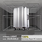 Luggage Aluminium Frame Suitcase TSA Lock 100%PC 20in 24in 28in (Sliver, L(28in))