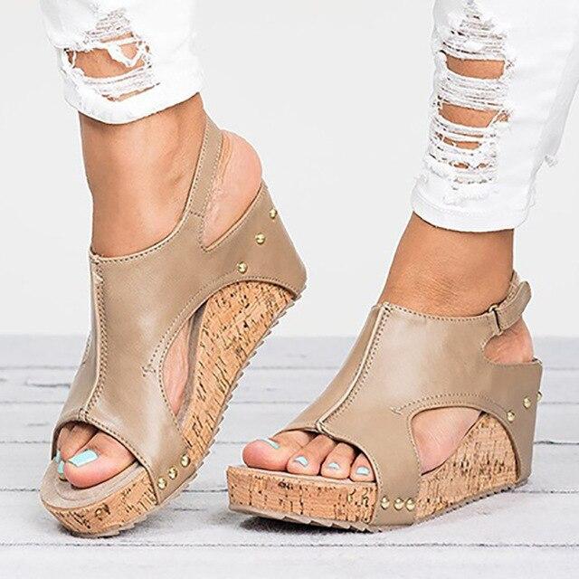 Comfortable Woman Wedge Sandals Open Toe Beach Shoes