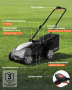 18-inch 40V Brushless Lawn Mower for Garden Yards, Lightweight Cordless Lawn Mower Battery Powered with 6-Position Height Adjustment, 2x5.0Ah Battery Included