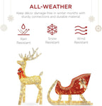 zwj Lighted Christmas 4ft Reindeer &amp; Sleigh Outdoor Yard Decoration Set w/ 205 LED Lights, Stakes, Zip Ties sd1012