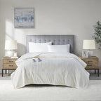 Serta Ribbed Micro Fleece Heated Blanket, Queen, Ivory