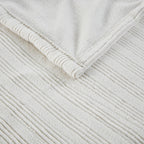 Serta Ribbed Micro Fleece Heated Blanket, Queen, Ivory