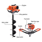 tuoke gas powered post hole digger earth auger drill 62cc 2 stroke with 3 auger bits + extension bar for fence and planting