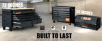 72 inch Heavy Duty Mobile Tool Chest Tool Box, with Solid Top Workbench, 15-Drawer Rolling Tool Chest, Tool StoraOrganizer for Garage, Workshop, and Home, Black