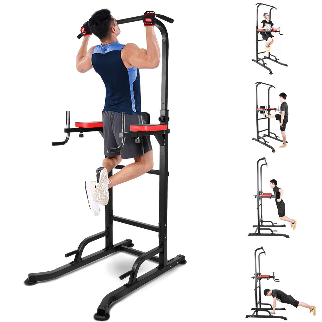 INTEY Power Tower Workout Dip Station Pull Up Bar for Home Gym Strength Training Fitness Equipment 2021 Newer Version