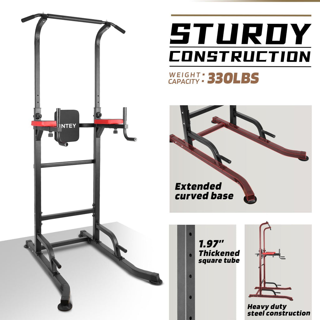 INTEY Power Tower Workout Dip Station Pull Up Bar for Home Gym Strength Training Fitness Equipment 2021 Newer Version