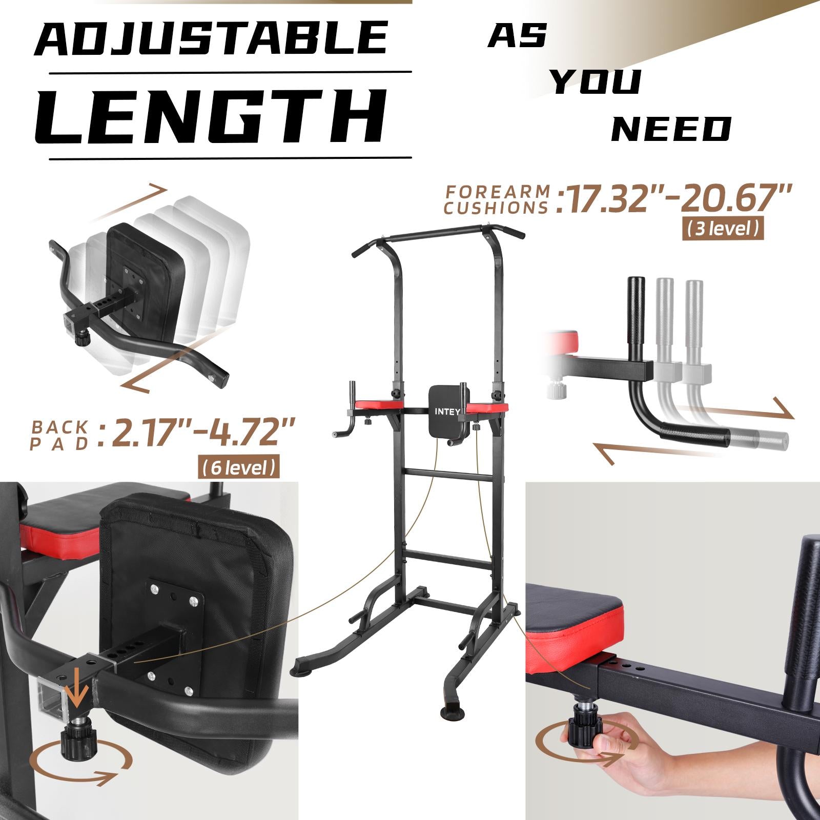 INTEY Power Tower Workout Dip Station Pull Up Bar for Home Gym Strength Training Fitness Equipment 2021 Newer Version