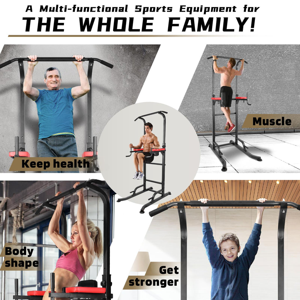 INTEY Power Tower Workout Dip Station Pull Up Bar for Home Gym Strength Training Fitness Equipment 2021 Newer Version