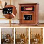 LifePlus 1500W Electric Infrared Quartz Indoor Space Heater W/ LED Digital Screen, Remote Control, 12H Timer