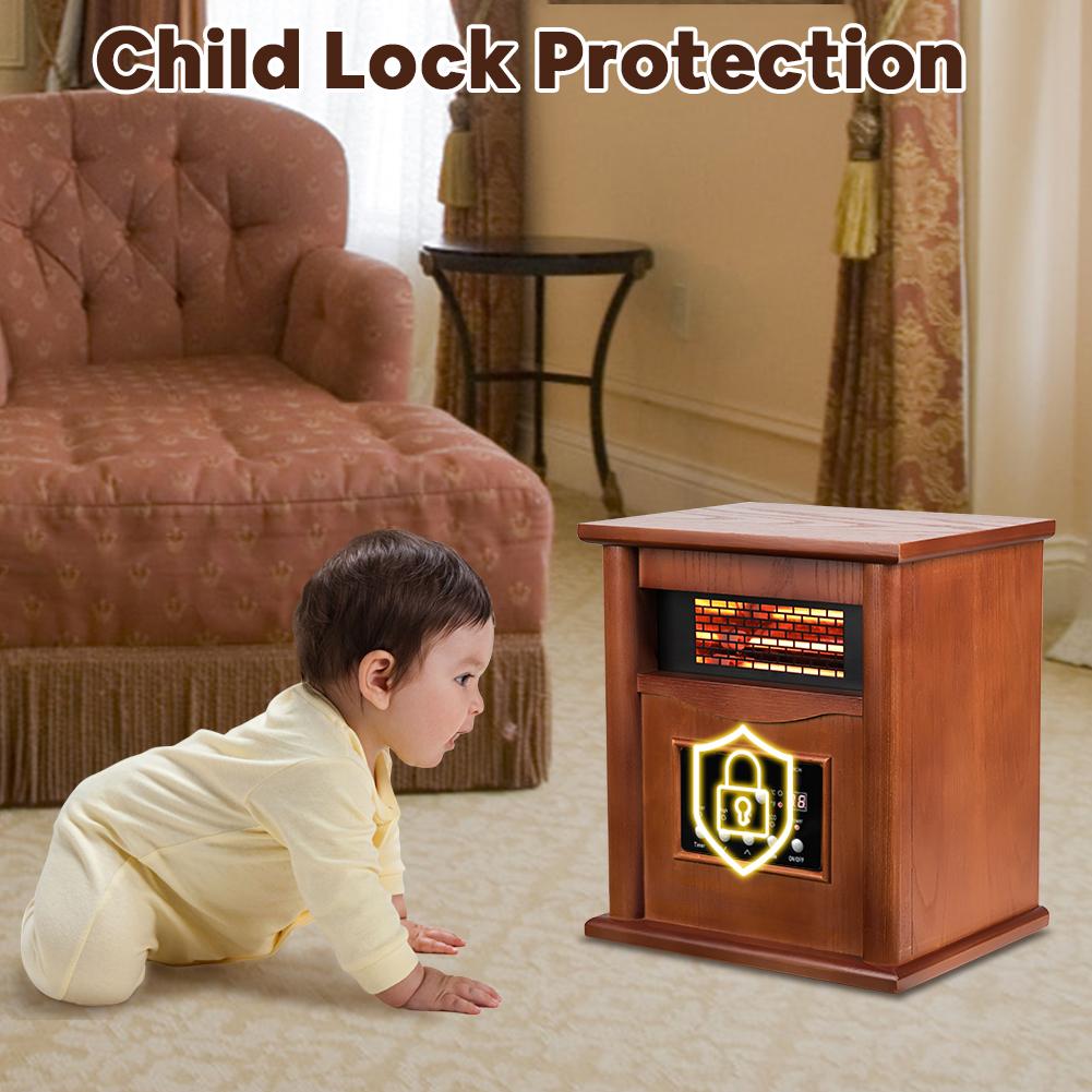 LifePlus 1500W Electric Infrared Quartz Indoor Space Heater W/ LED Digital Screen, Remote Control, 12H Timer