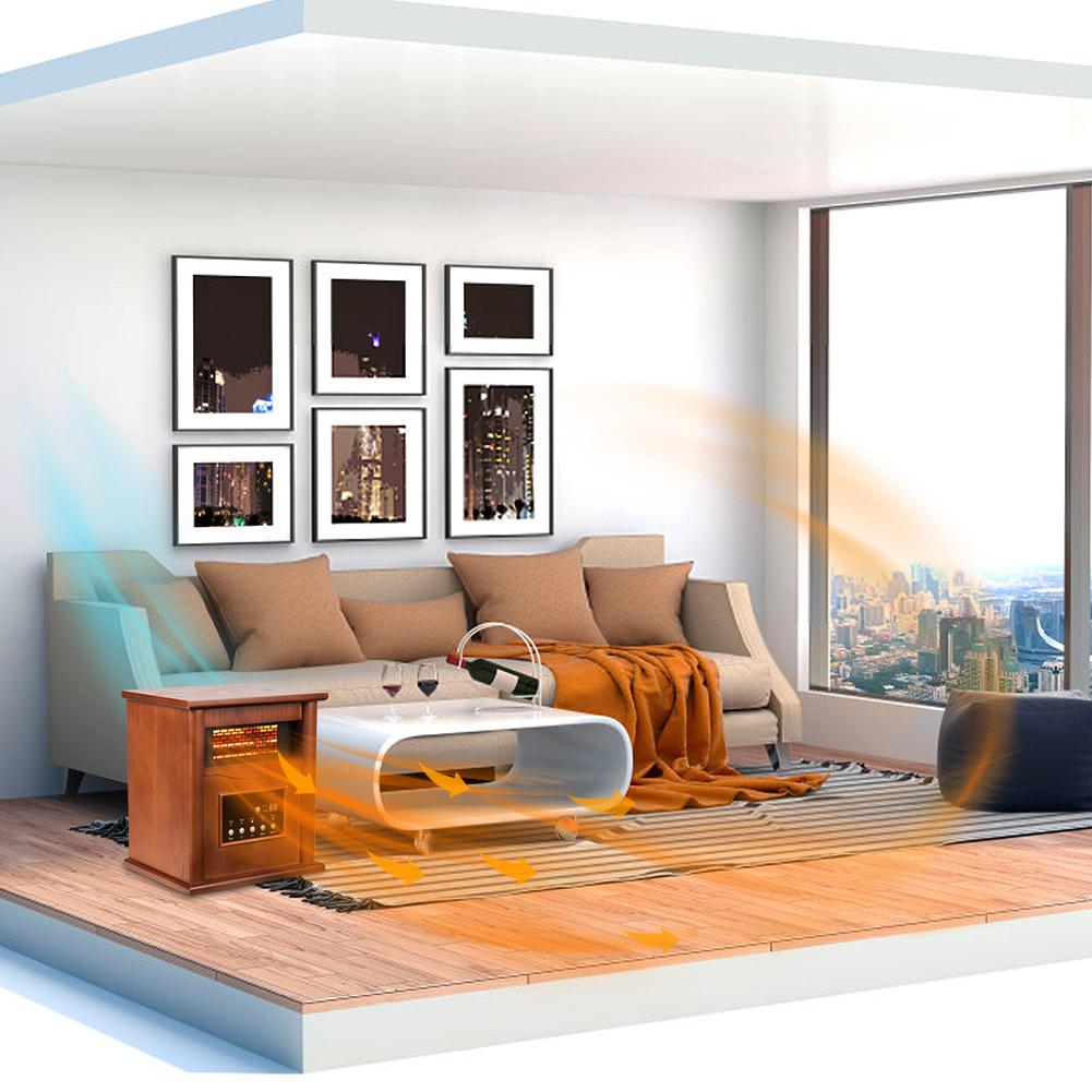 LifePlus 1500W Electric Infrared Quartz Indoor Space Heater W/ LED Digital Screen, Remote Control, 12H Timer