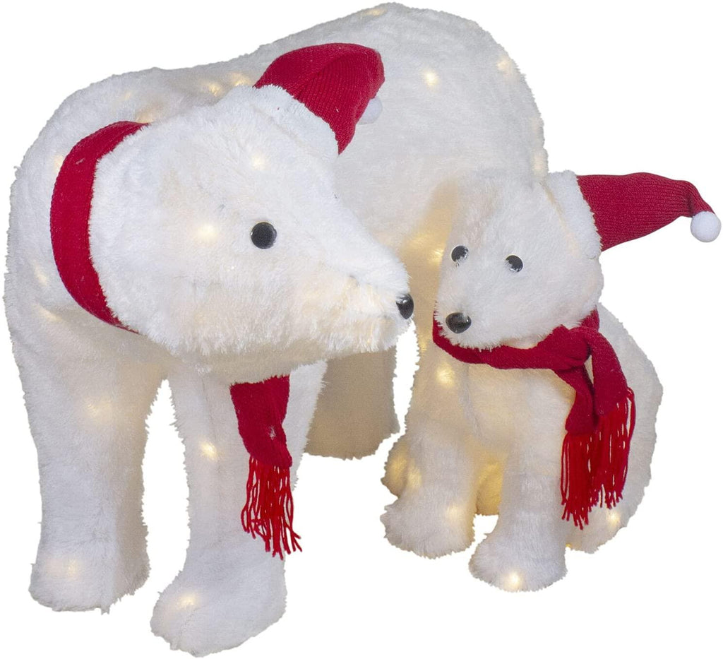Uncommon 2 LED Lighted Chenille Polar Bears Outdoor Christmas Decorations ● SellerDirect220