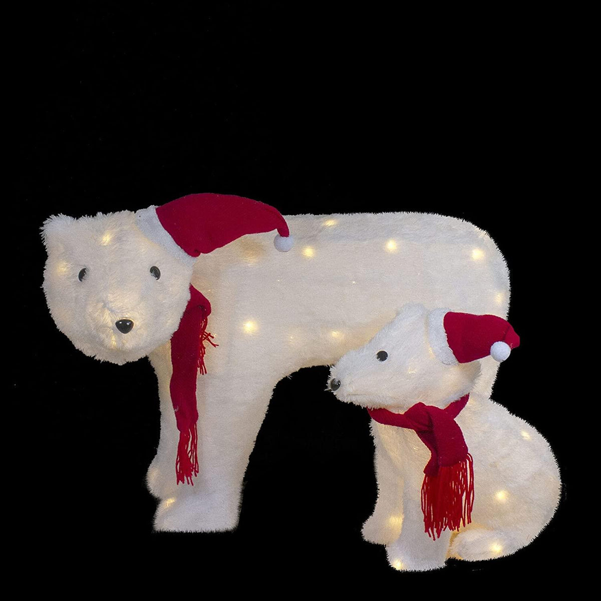 Uncommon 2 LED Lighted Chenille Polar Bears Outdoor Christmas Decorations ● SellerDirect220