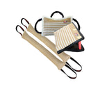 Bundle - 1-3 Handle Firm Jute Bite Pillow, 1-3 Handle Jute Bite Wedge, 2-4" X 24" 2 Handle Jute Tug Toy - Redline K9