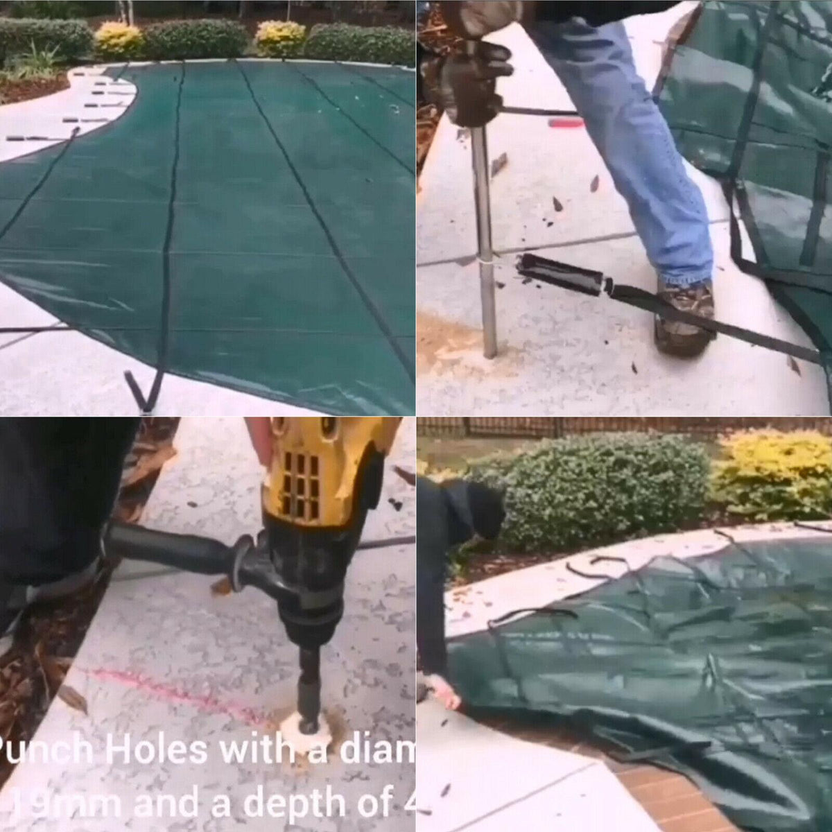 winter swimming pool cover safety cover rectangle inground pool mesh
