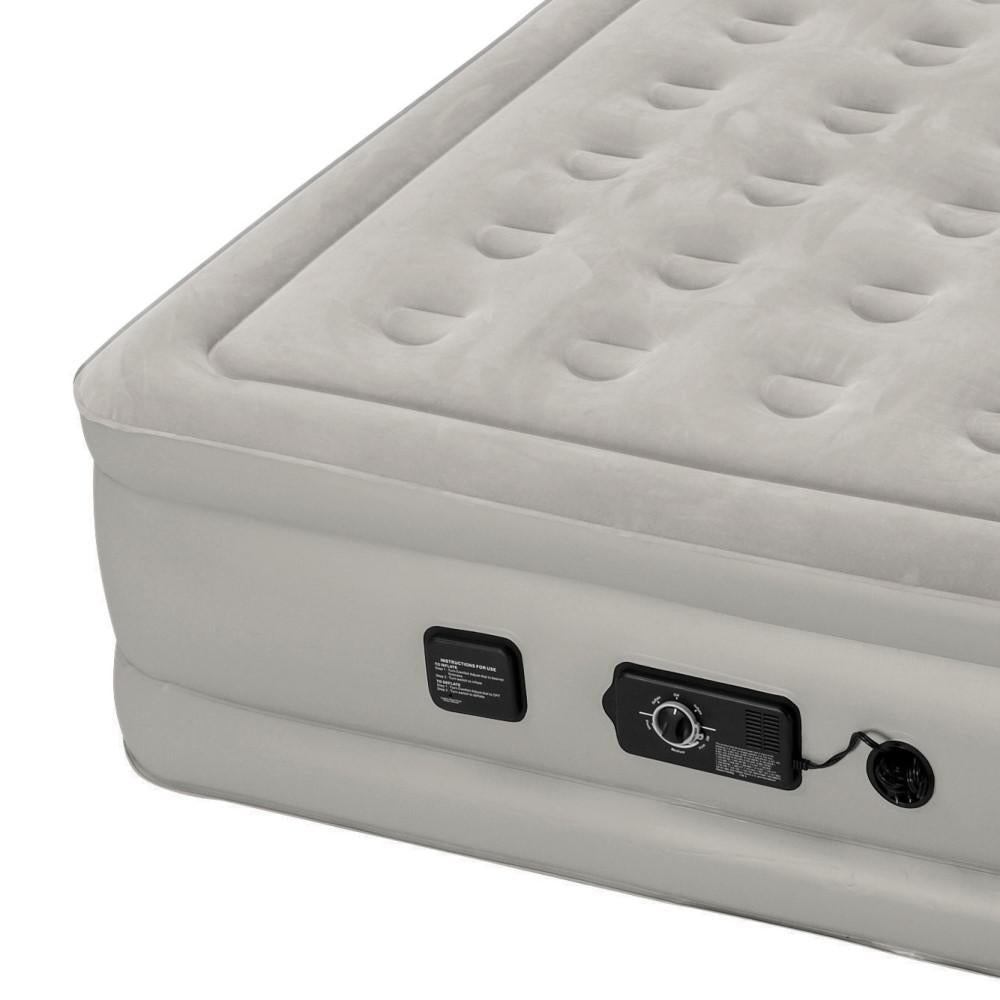19 in. Queen Raised Air Mattress Airbed with -in Never Flat Pump