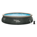 Summer Waves P1A01642E 16ft x 42in Round Quick Set Inflatable Ring Above Ground Swimming Pool with Ladder and Filter Pump, Dark